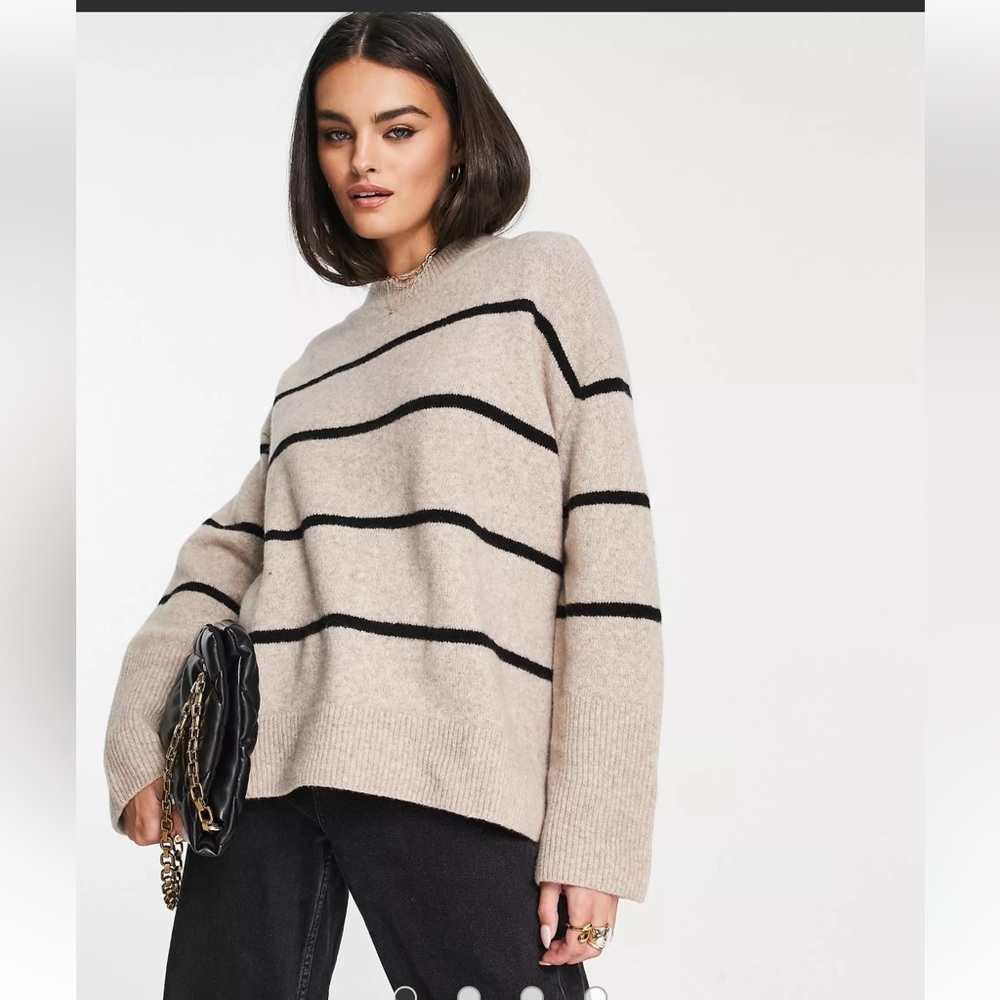 & other stories beige striped sweater size S